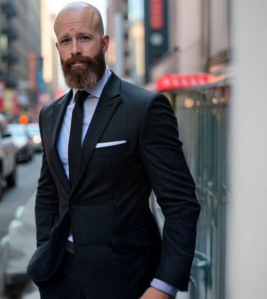 Brandon Bender, standing on a city street in a dark suit